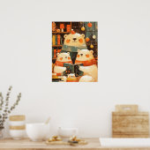 Poolbeerfamilie leest samen met Kerstmis Poster (Keuken)