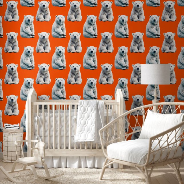 Poolbeerpatroonontwerp op oranje behang (Creator heeft geüpload)