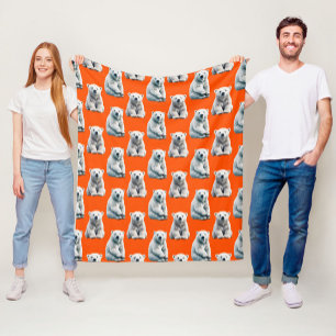 Poolbeerpatroonontwerp op oranje fleece deken