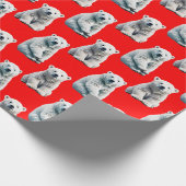 Poolbeerpatroonontwerp op rood cadeaupapier (Hoek)