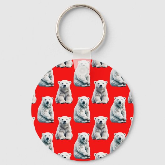 Poolbeerpatroonontwerp op rood sleutelhanger (Voorkant)