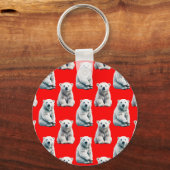 Poolbeerpatroonontwerp op rood sleutelhanger (Voorkant)
