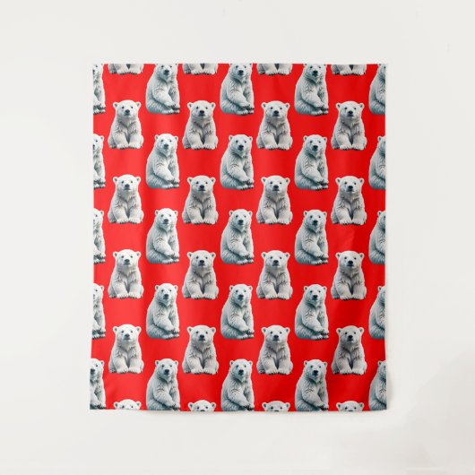 Poolbeerpatroonontwerp op rood wandkleed (Voorkant)