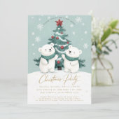 Poolberen Sneeuw Mooie Kerstfeestviering Kaart (Staand voorkant)