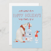 Poolberen versieren kerstboom feestdagenkaart (Voorkant / Achterkant)