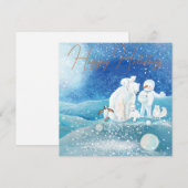 Poolberen, Vos, Pinguïn & Sneeuwman Gelukkig Feestdagenkaart (Voorkant / Achterkant)