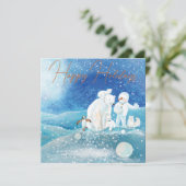 Poolberen, Vos, Pinguïn & Sneeuwman Gelukkig Feestdagenkaart (Staand voorkant)