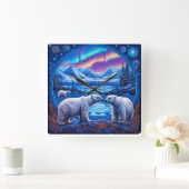 Poolberen Winter Natuur Muurkunst Vierkante Klok (Huis)