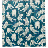 poolblauw beer douchegordijn (Voorkant)