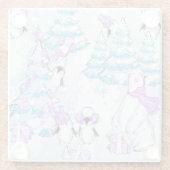 POOLBOMEN & PINGUÏNS MET BEREN & CADEAUS GLAZEN ONDERZETTER (Achterkant)