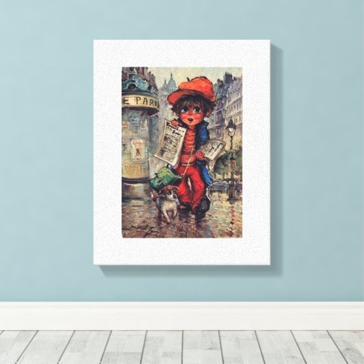 Poolbot in krant canvas afdruk (Insitu (Houten vloer))