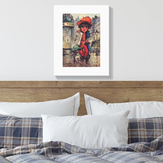 Poolbot in krant canvas afdruk (Insitu (Slaapkamer))