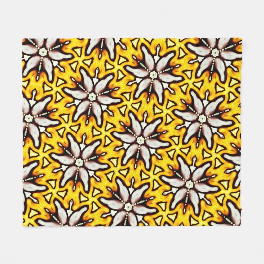 Poolcoverage Jimette Design Yellow White Fleece Deken (Voorkant (Horizontaal))