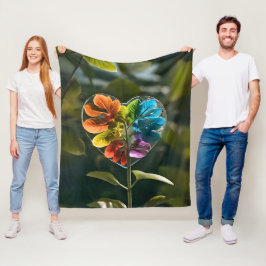 Pooldeken regenboog blad hart natuur fleece deken