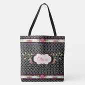 pooldots en roze rozenrozen Canvas tas (Voorkant)