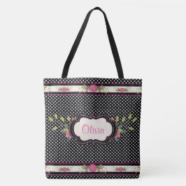  pooldots en roze rozenrozen Canvas tas