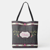 pooldots en roze rozenrozen Canvas tas (Achterkant)