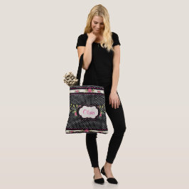 pooldots en roze rozenrozen Canvas tas