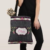 pooldots en roze rozenrozen Canvas tas (Dichtbij)