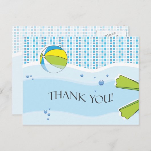 Poolfeest Dank u Briefkaart (Voorkant / Achterkant)