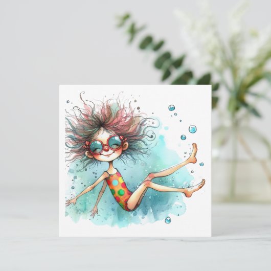 Poolfeest, enz. Uitnodiging (Staand voorkant)