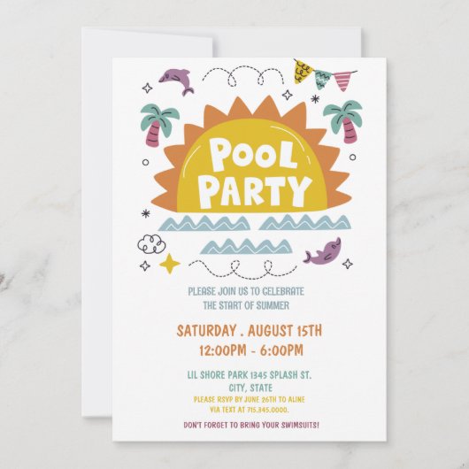 Poolfeest, laatste schooldag kaart (Voorkant)