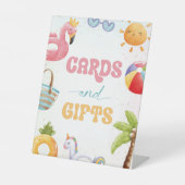 Poolfeest, strand verjaardagsfeestje Kaarten en ge Reclamebord Met Voetstuk (Voorkant)