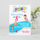 Poolfeest verjaardag kaart (Staand voorkant)