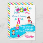 Poolfeest verjaardag kaart (Voorkant / Achterkant)