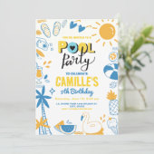 Poolfeest Verjaardag Kaart (Staand voorkant)