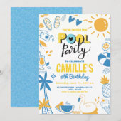 Poolfeest Verjaardag Kaart (Voorkant / Achterkant)