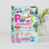 Poolfeest verjaardagsuitnodiging voor Kind kindere Kaart (Staand voorkant)