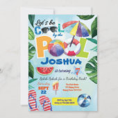 Poolfeest verjaardagsuitnodiging voor Kind kindere Kaart (Voorkant)