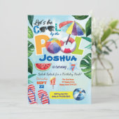 Poolfeest verjaardagsuitnodiging voor Kind kindere Kaart (Staand voorkant)