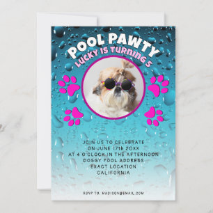 Poolfeestje puppy hond aangepaste foto verjaardags kaart
