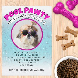 Poolfeestje puppy hond aangepaste foto verjaardags kaart
