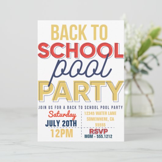 POOLPARTIJ INVITE KAART (Staand voorkant)