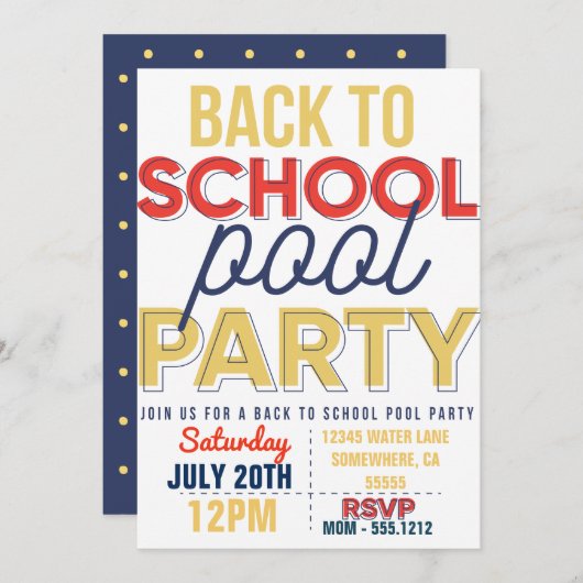 POOLPARTIJ INVITE KAART (Voorkant / Achterkant)