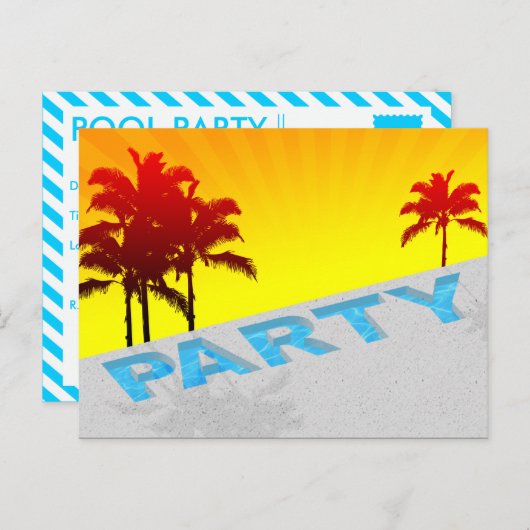 poolpartij uitnodiging briefkaart (Voorkant / Achterkant)