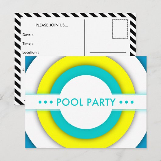 poolpartij uitnodiging briefkaart (Voorkant / Achterkant)