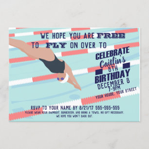 poolpartij zwemmer zwemwedstrijd uitnodigen kaart