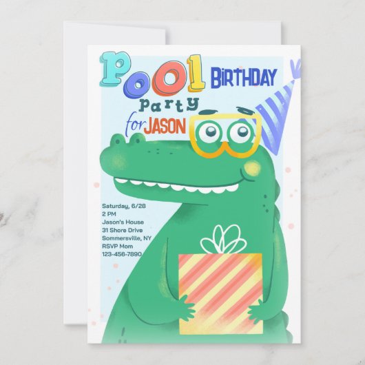 Poolparty Alligator Kaart (Voorkant)