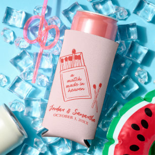 Poolparty-huwelijksgunst welkomstfeest Roze & Rood Seltzer Blikjeskoeler