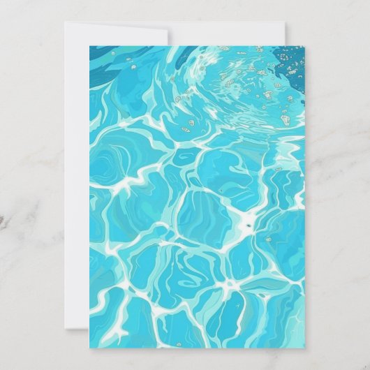 Poolparty I Lichtblauw Water Uitnodiging (Achterkant)