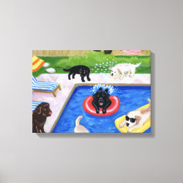 Poolparty Labradors Canvas Afdruk