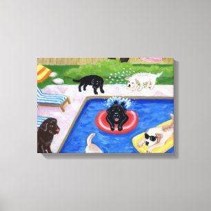 Poolparty Labradors Canvas Afdruk