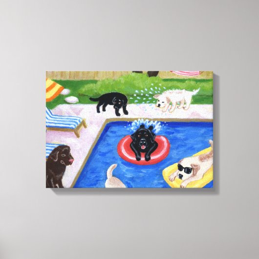 Poolparty Labradors Canvas Afdruk (Voorkant)