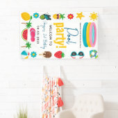 poolparty | Modern zomerthema Verjaardag Spandoek (Insitu)
