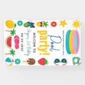 poolparty | Modern zomerthema Verjaardag Spandoek (Horizontaal)