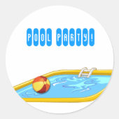 Poolparty! Ronde Sticker (Voorkant)
